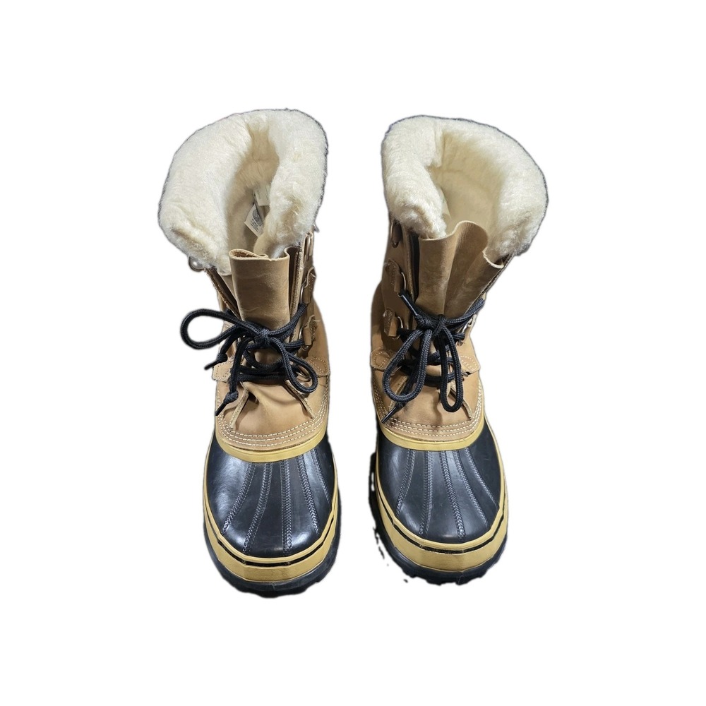 Vtg Sorel Caribou Snow Duck Boots Men's 9 Tan Leather Wool Lined Kaufman Canada - Picture 4 of 11